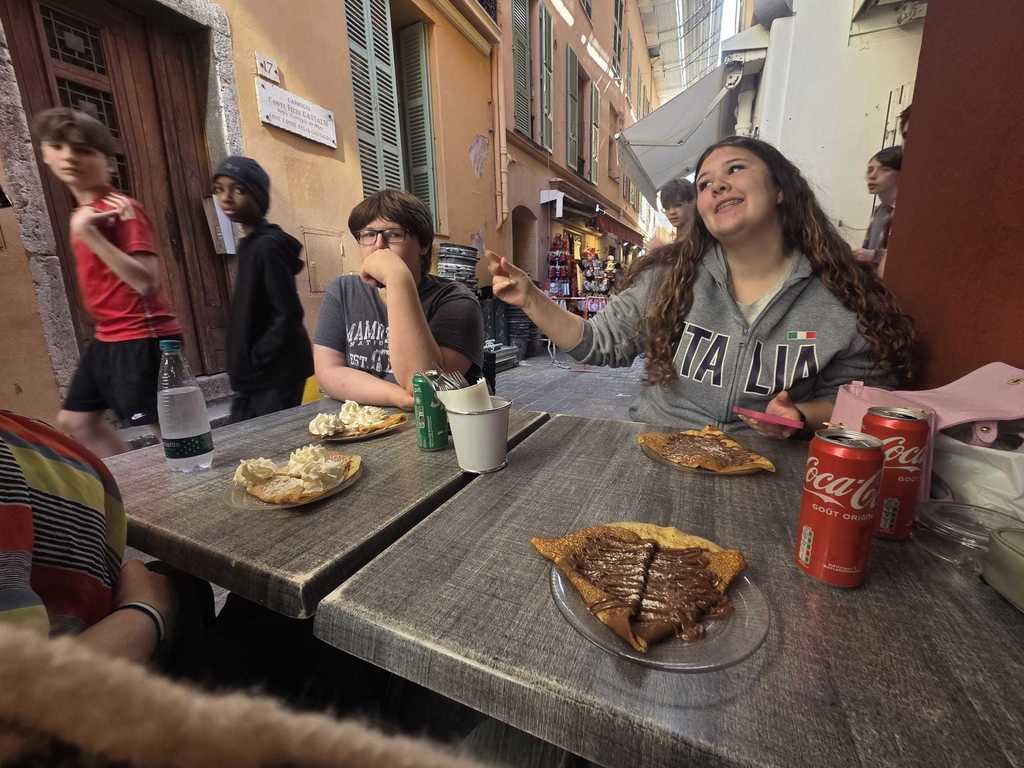 Students enjoy lunch in Nice, France