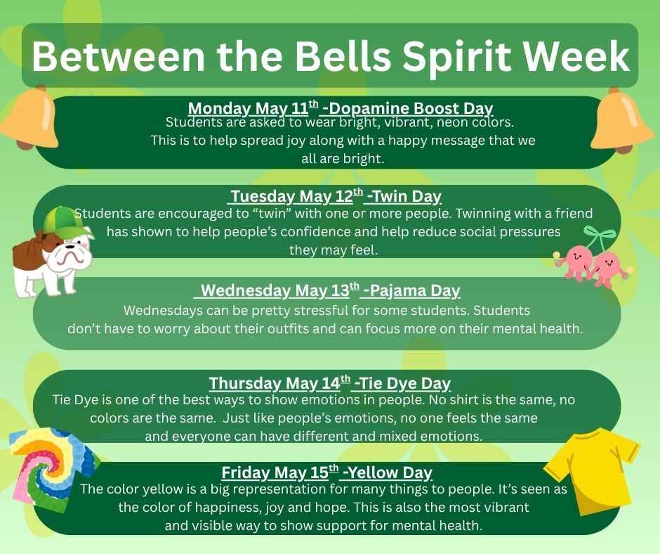 green and yellow post for a spirit week
