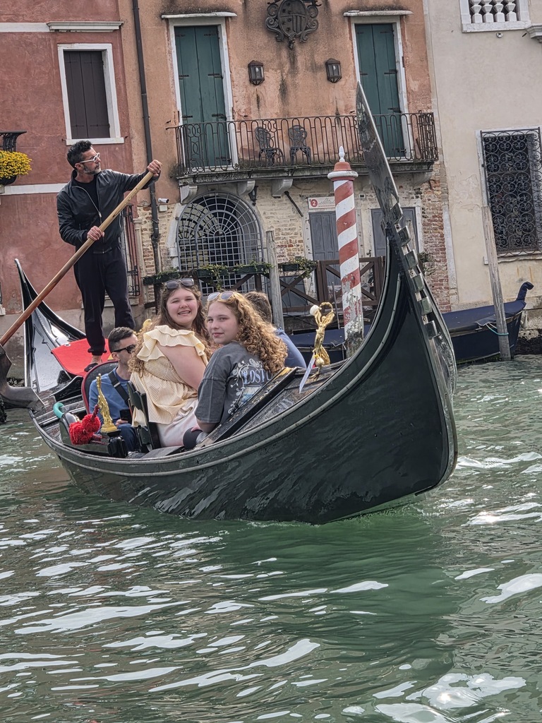Students in a Venice gondola