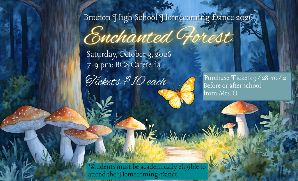 Homecoming dance information on the background of an enchanted forest.  