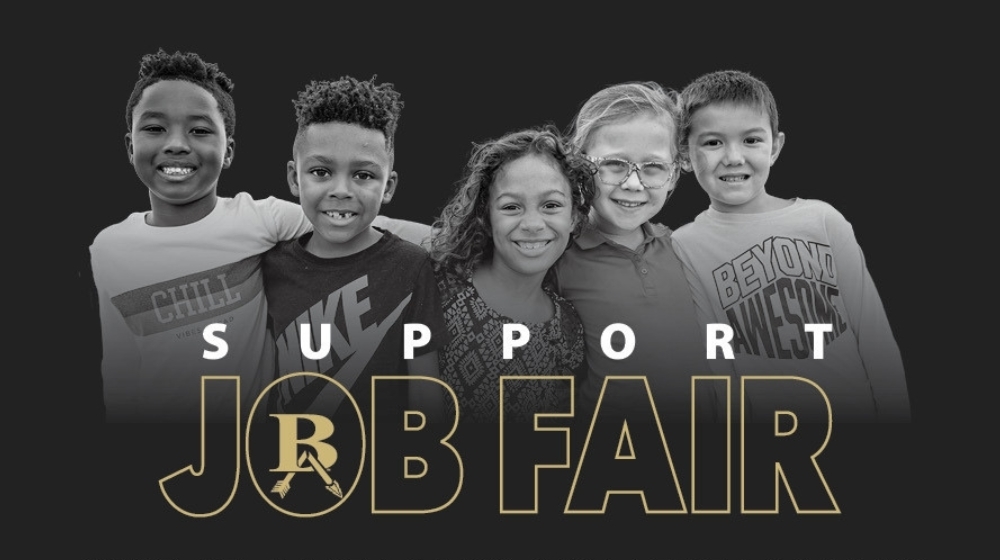 Picture of five Broken Arrow students with words across the picture, "Support Job Fair"