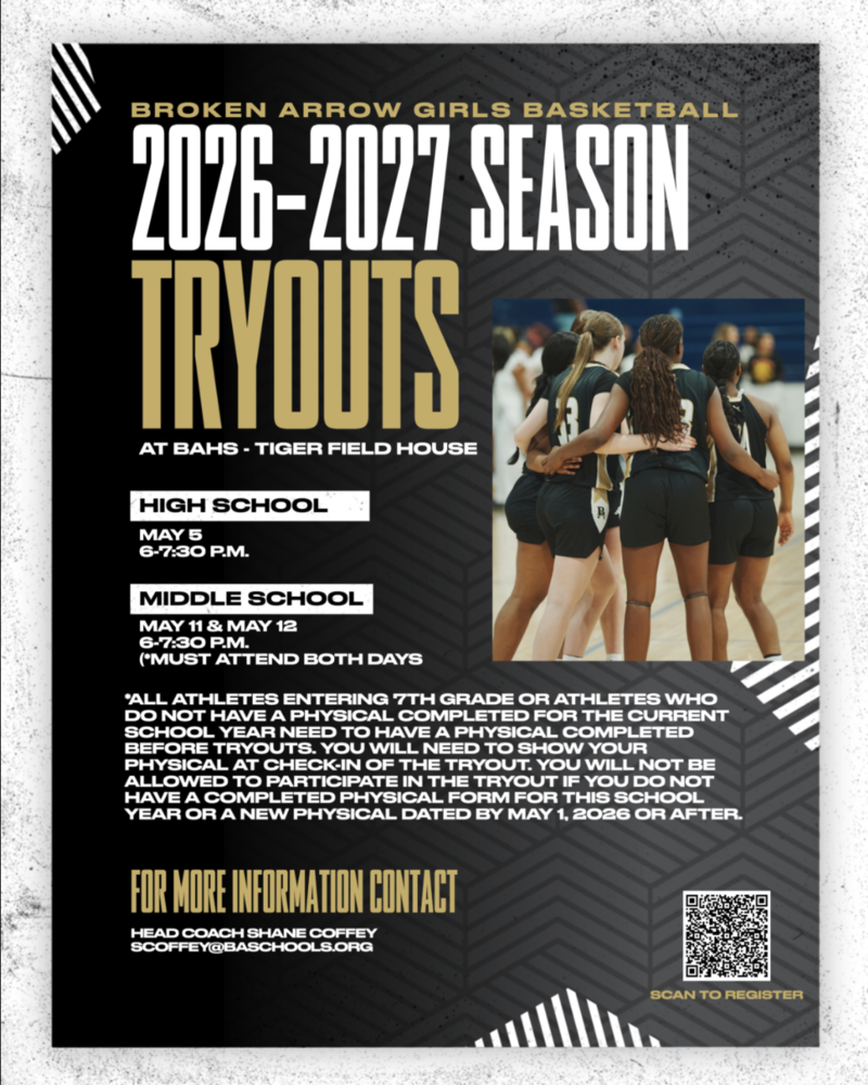 Broken Arrow Girls Basketball: Tryout Flyer
