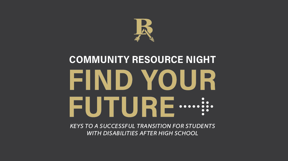 Picture of a graphic with the words "Community Resource Night. Find Your Future".
