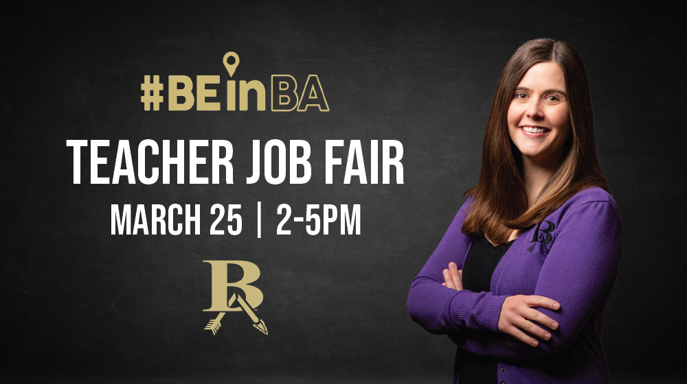 Picture of a Broken Arrow Public Schools' teacher and the words "Teacher Job Fair, March 25"