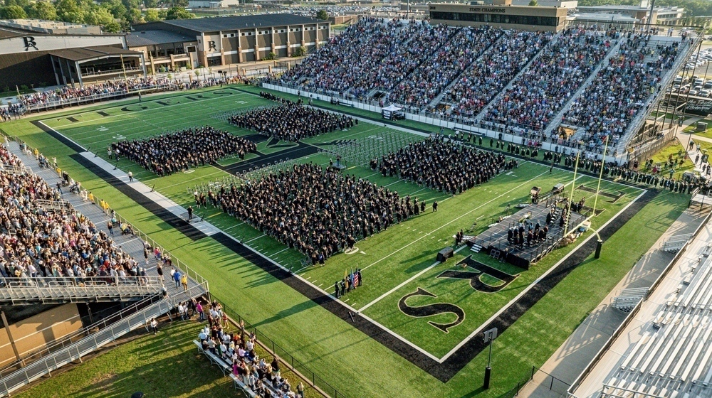 Drone picture of Broken Arrow High School's Memorial Stadium.