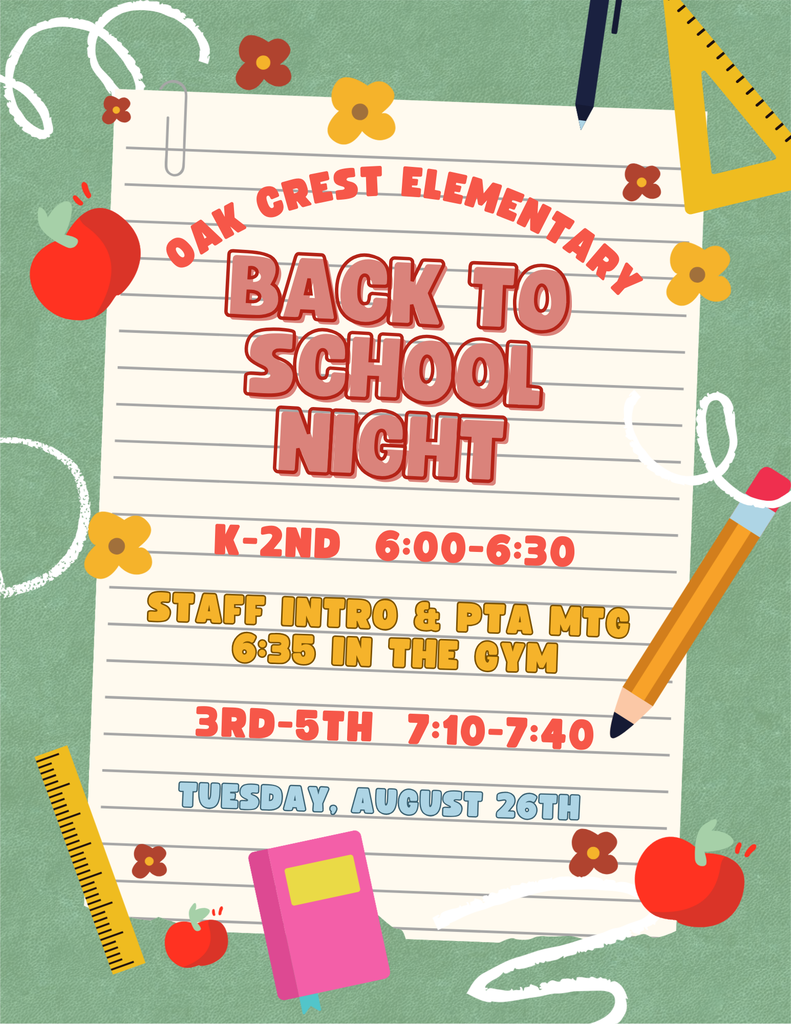 Back to School Night ~ Tuesday, August 26th