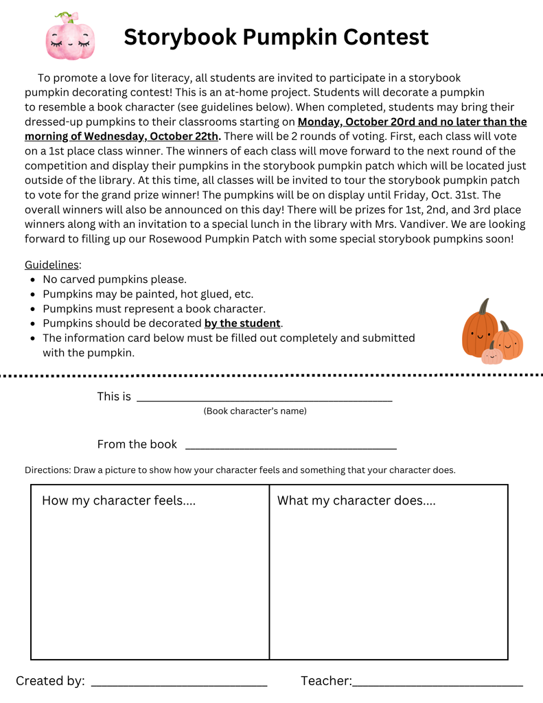 Storybook Pumpkin Contest