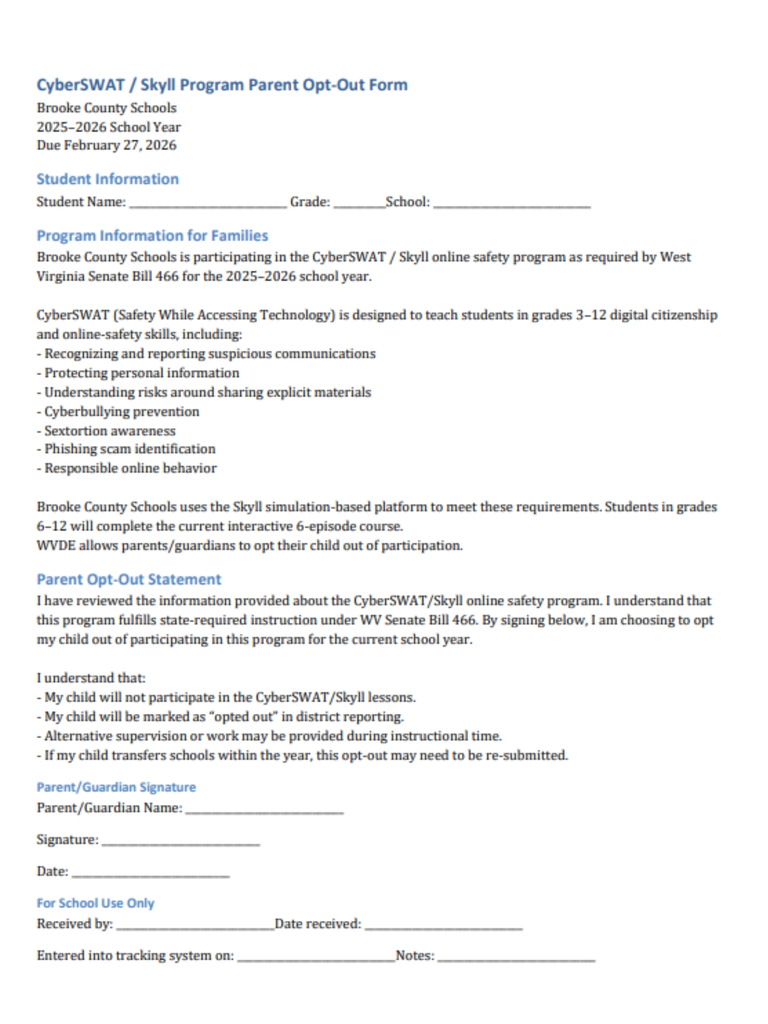 Cyber SWAT Opt Out Form