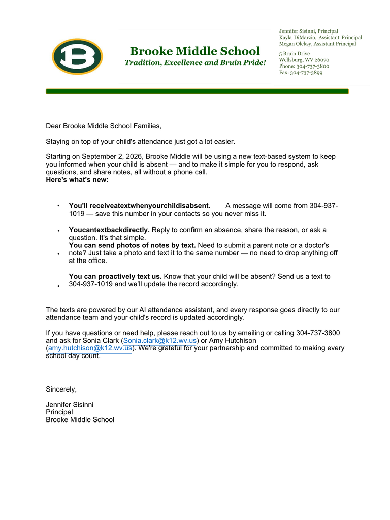 attendance PRO letter