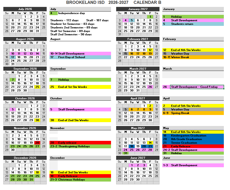 2026-2027 District Calendar