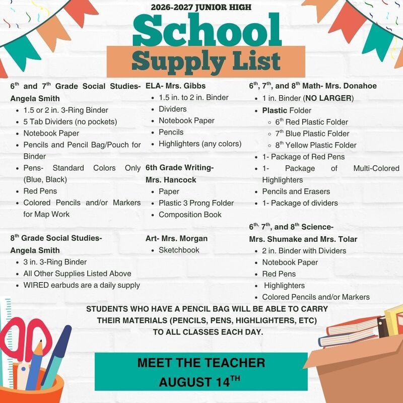 Student supply list