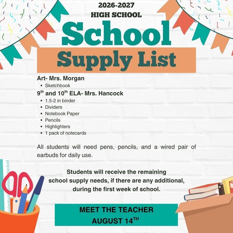 High School School Supply List