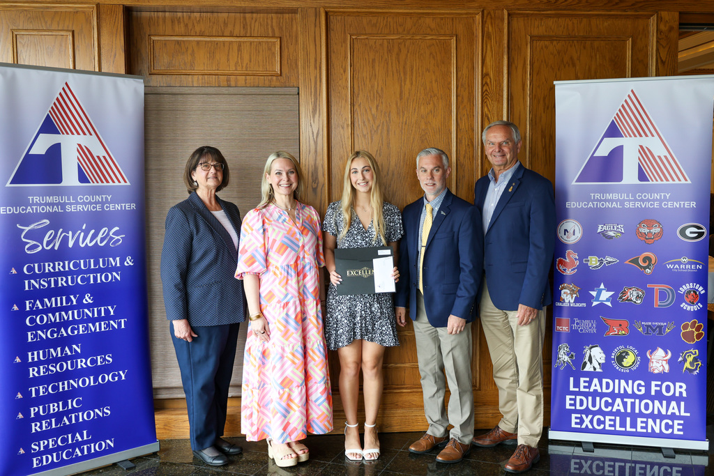 On April 30, Alexia Baker, Rylie Burdge, Braydon DeMaria, and Gianni Kolat were recognized at the Trumbull County Honors Breakfast for their outstanding academic achievements. Alexia Baker was also honored as the nominee for the Franklin B. Walter Award, recognizing her excellence in academics, leadership, and dedication to success. This event was sponsored by the Trumbull County Educational Service Center and the Trumbull County Superintendents Association.