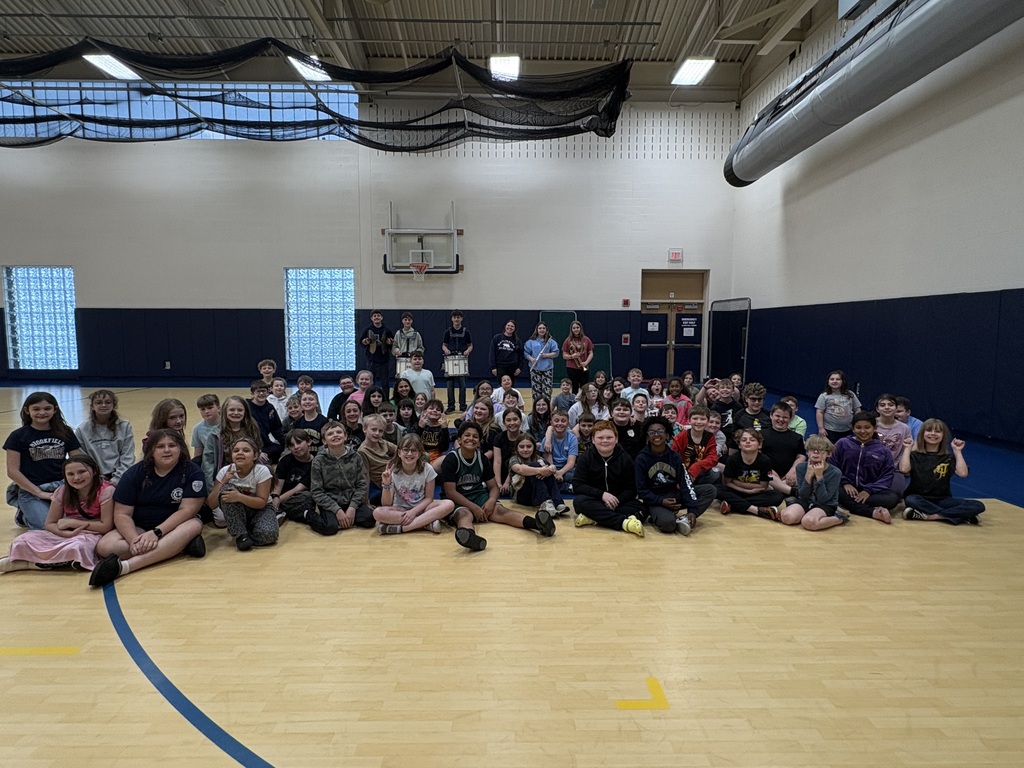 🎶 Members of the High School Band visited our 4th grade students to give them a fun and interactive demonstration as they prepare to join band next year! Students had the chance to hear different instruments, learn about the band program, and get excited about the opportunities ahead.  A big thank you to our high school musicians for sharing their talents and helping inspire the next generation of band members! 🎺🥁🎷