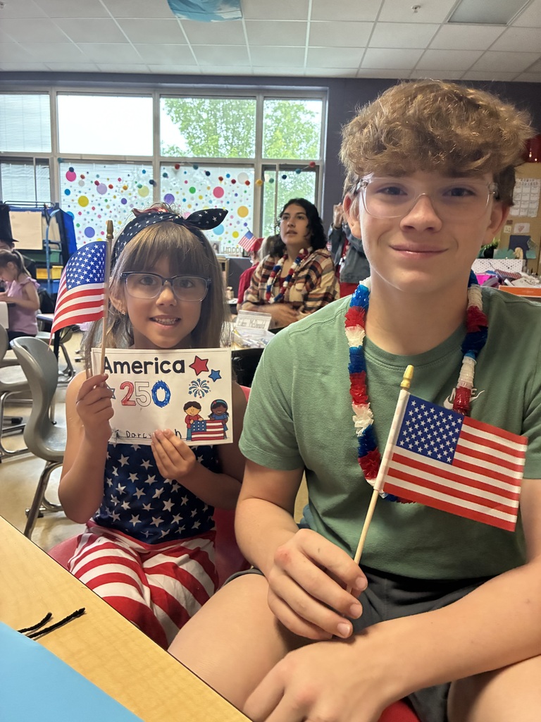 8th Grade “Bigs” visited their Kindergarten “Littles” for the final time this school year! ❤️💙  Students spent time together creating America 250 crafts, and our 8th graders shared their “Story of the U.S.” books by reading them aloud to the kindergarteners.