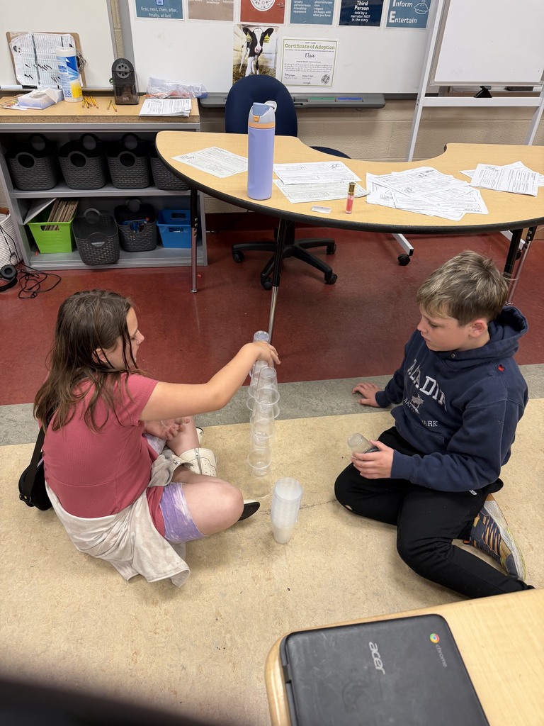 Mrs. Sulick’s 4th grade class put their teamwork and engineering skills to the test with a cup challenge! Students worked together to design and build the tallest structure possible using only cups. Creativity, problem-solving, and collaboration were on full display as teams competed to see whose tower could reach the highest! 🏗️👏