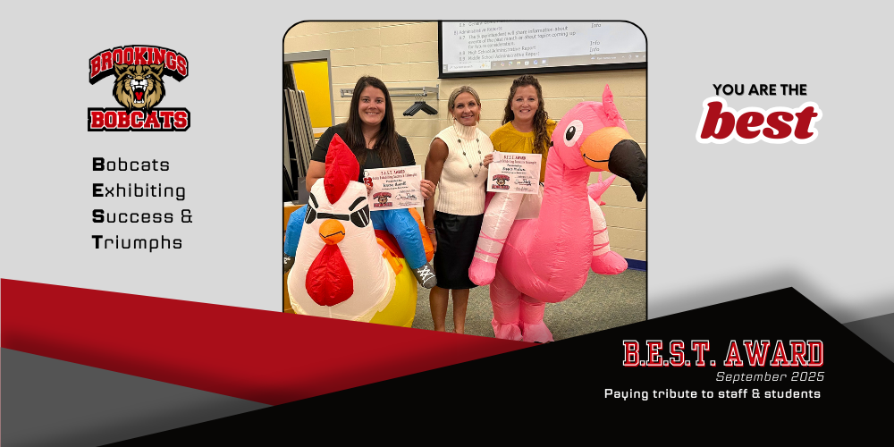 image of september best award winners standing with the superintendent.