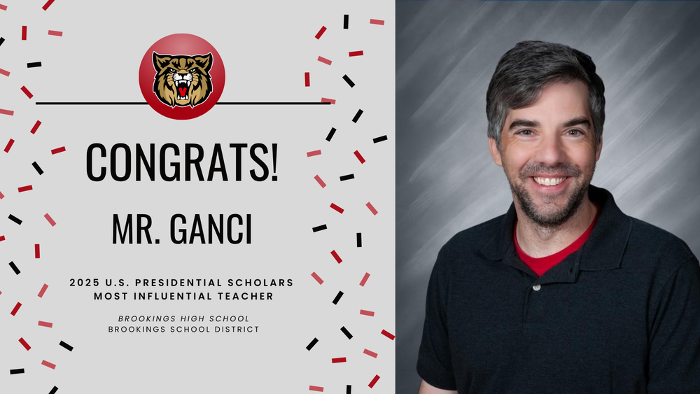 Image of Mr. Ganci with decorative congratulations text.