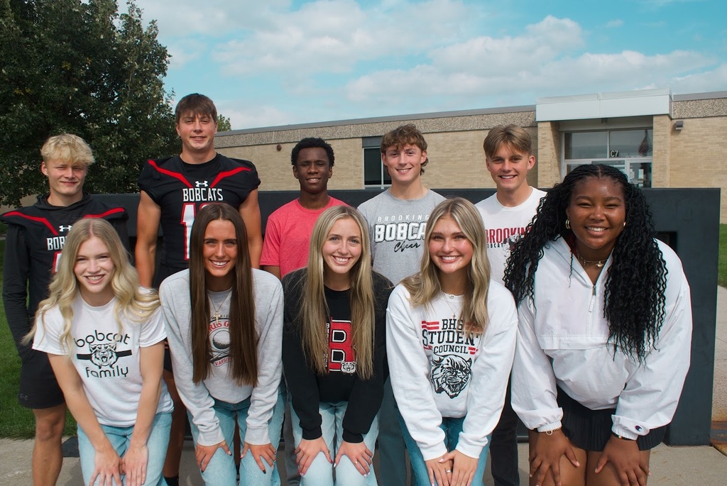 Congrats to the 2025 Homecoming Royalty Court! Back row (left to right): Gavin Anderson, Bergan Tetzlaff, Nana Dwomoh, Eli Hawks, Isaiah Vogt | Front row (left to right): Katie Marshall, Lauren Bortnem, Amelia Wendell, Brooklyn Burris, Anon Zokou