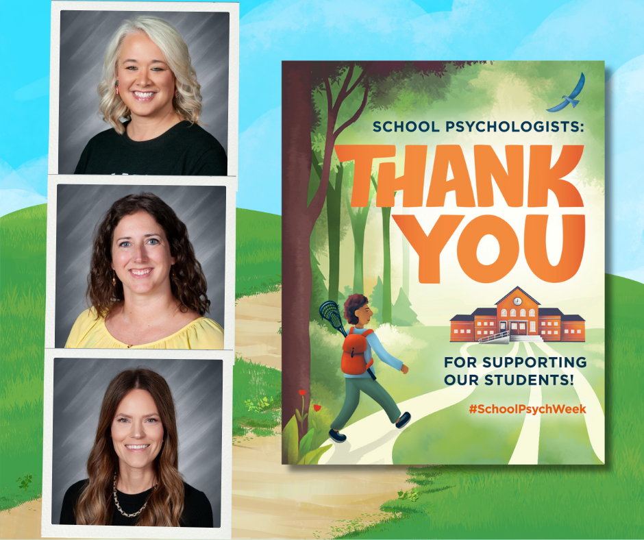 Image of three school psychologists with a thank you graphic.