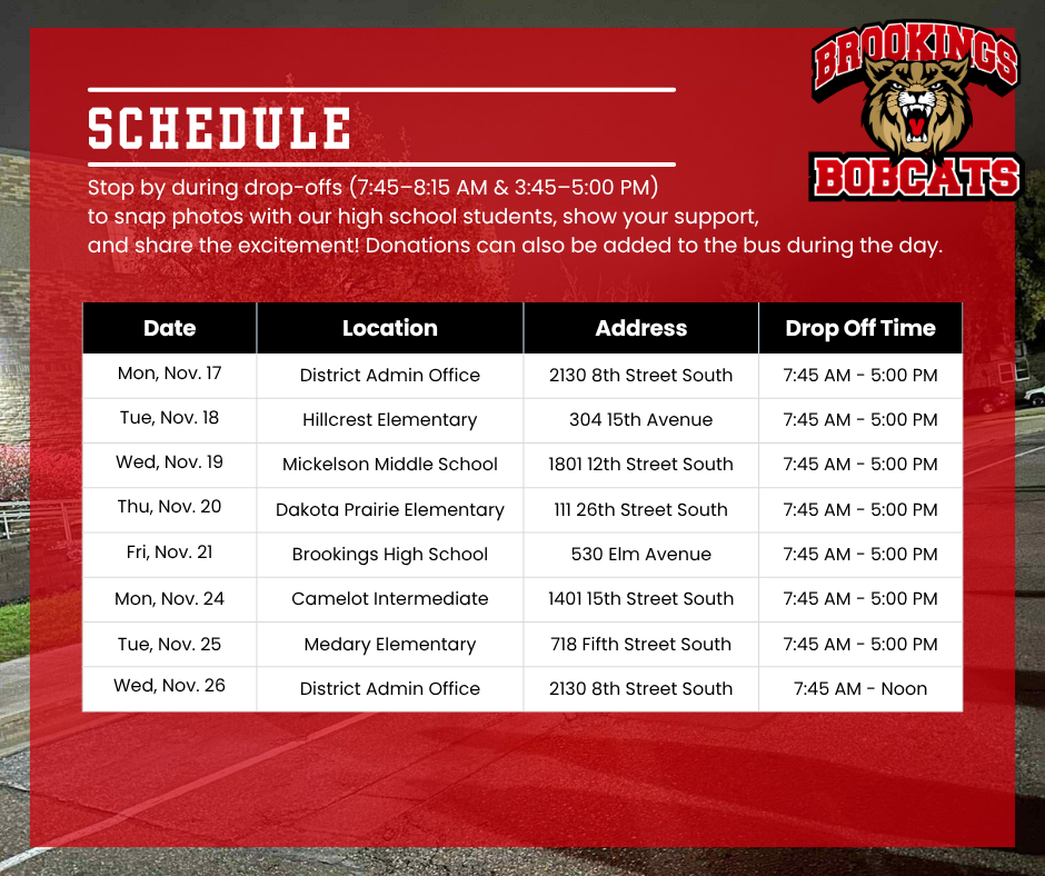 Listing of schedule.