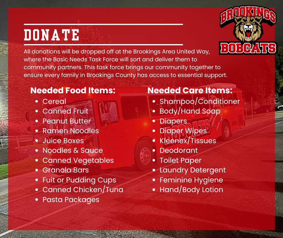 Listing of items to donate.