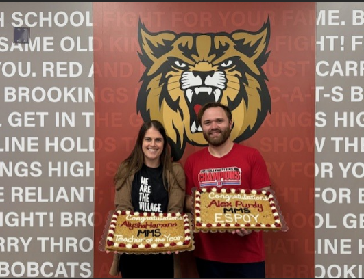 Picture of MMS Teacher of the Year, Alysha Hamann and MMS Educational Support Professional of the Year