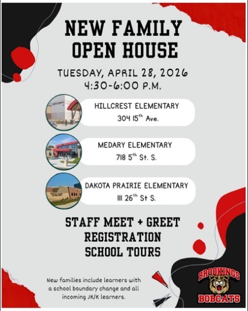 2026-2027 New Family Open House on April 28th from 4:30-6:00 pm