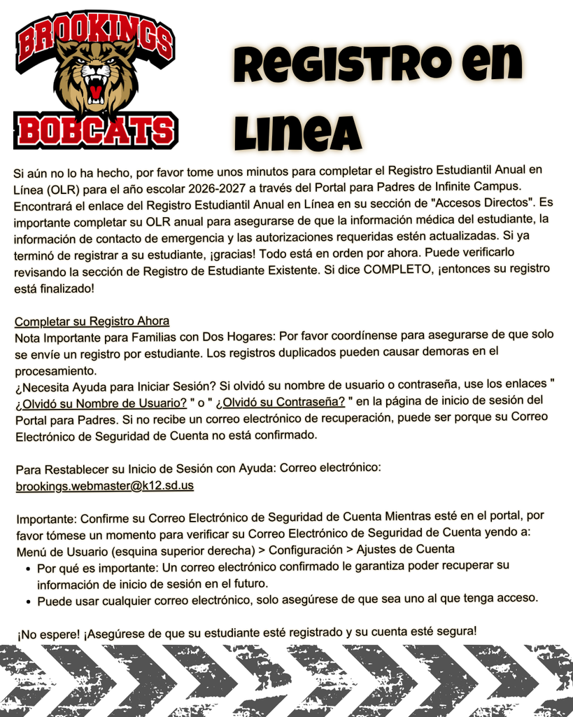 Online registration directions in spanish