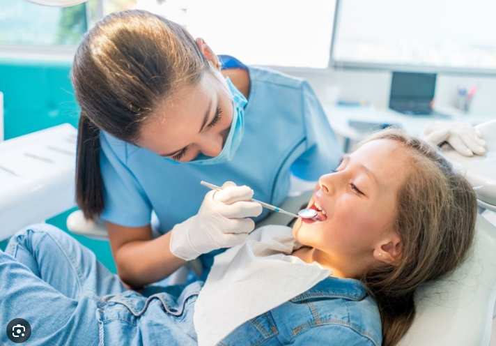 Picture of a dentist and a child