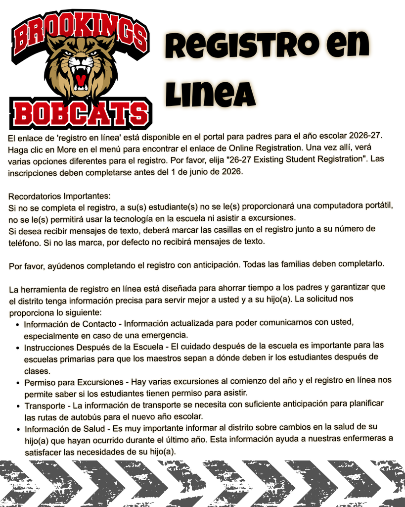 On Line Registration Sheet in Spanish