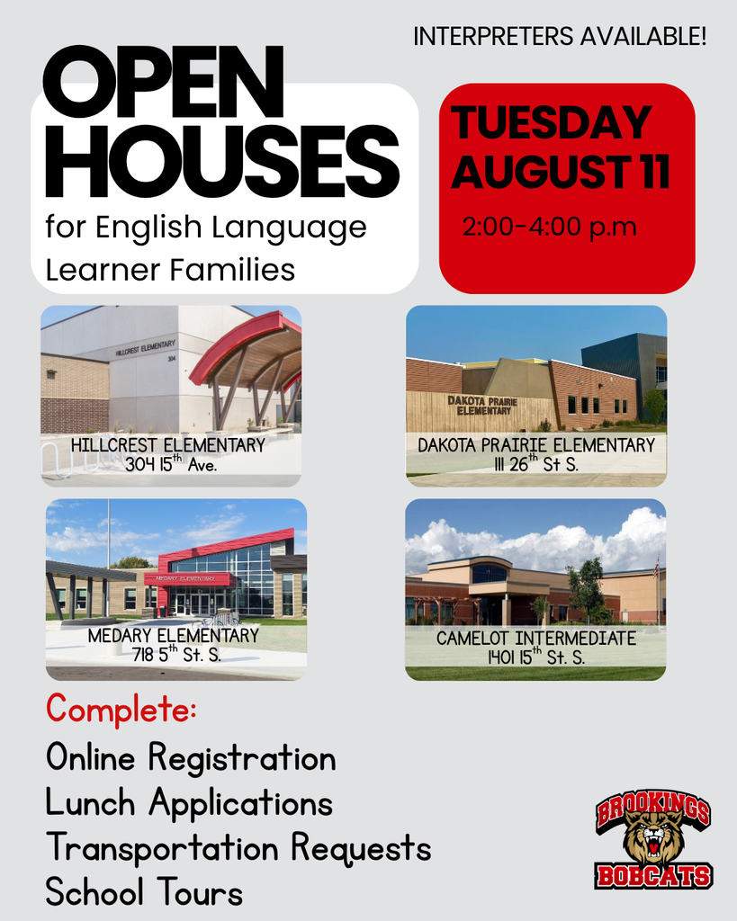 Open house for EL families on Tuesday, August 11th from 2-4pm