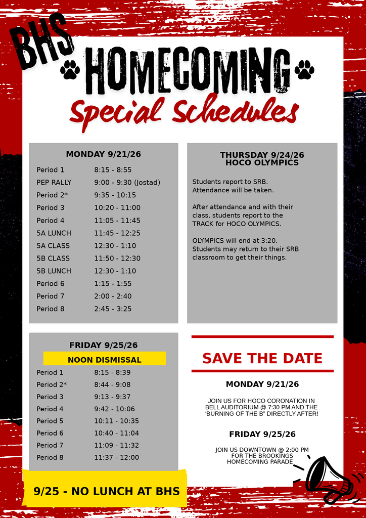 Homecoming Schedule