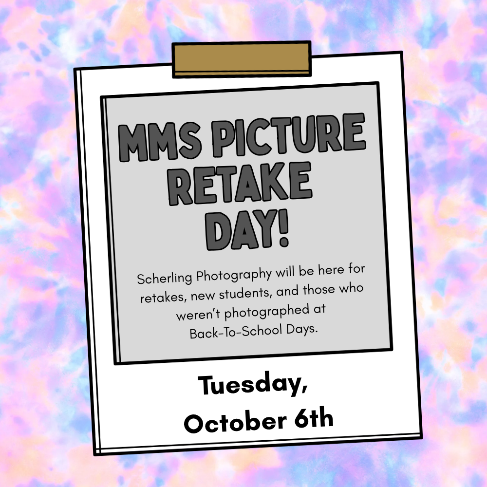 Scherling Photography will be here for retakes, new students, and those who weren’t photographed at Back-To-School Days.