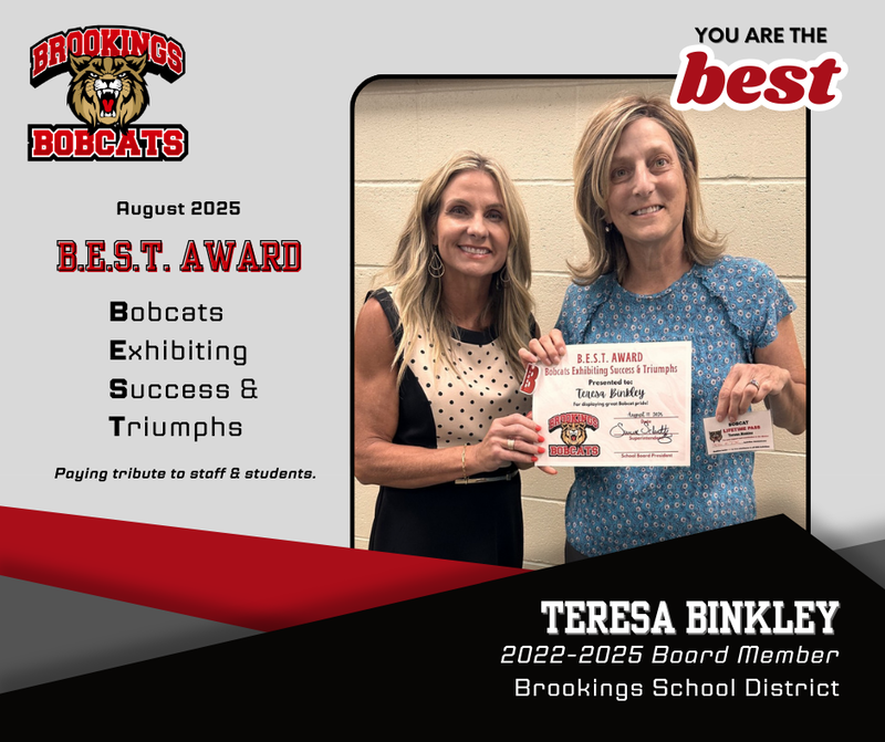 Image of superintendent schultz and teresa binkley holding certificate.