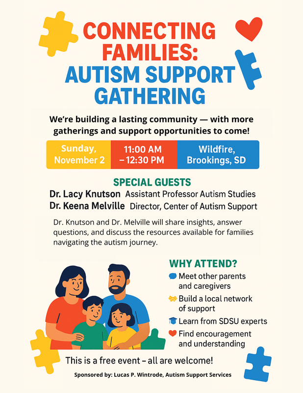 Flyer for Connecting Families, autism support gathering.