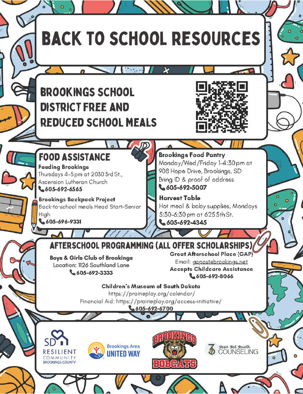 Image of flyer with food resources listed.