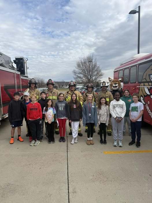 Students with Fire Department.