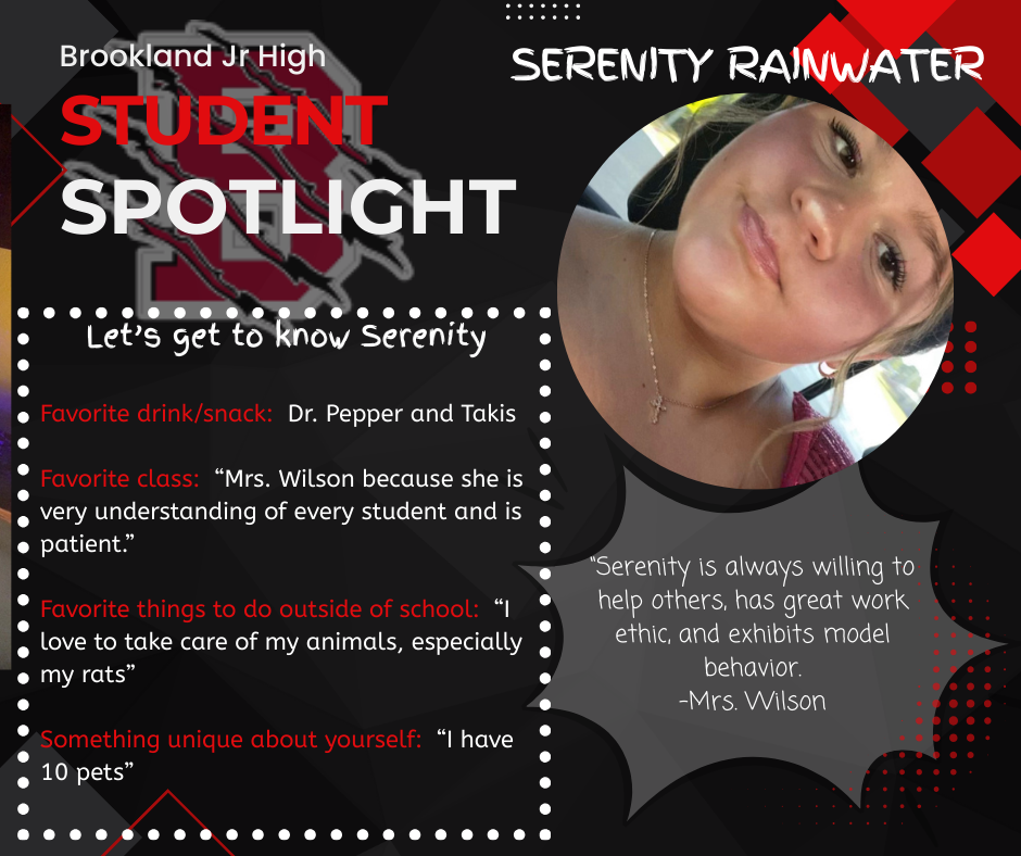 7th grade student spotlight:  Let's meet Serenity