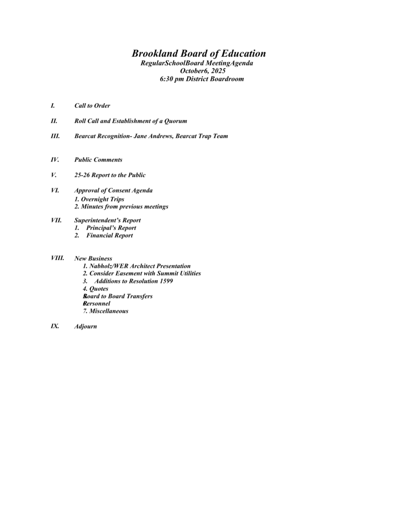 Oct Board Meeting