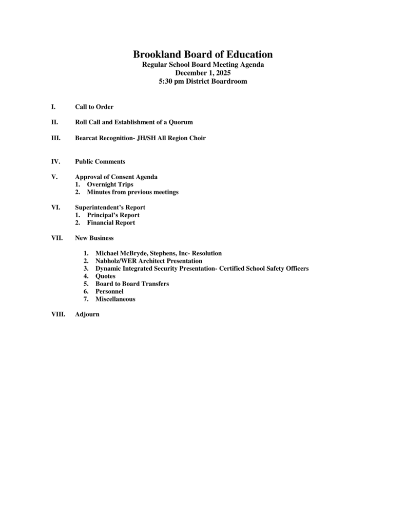 December Board Meeting