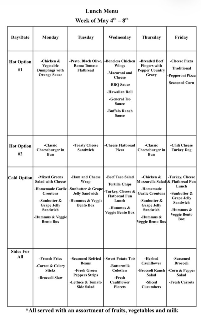 menu