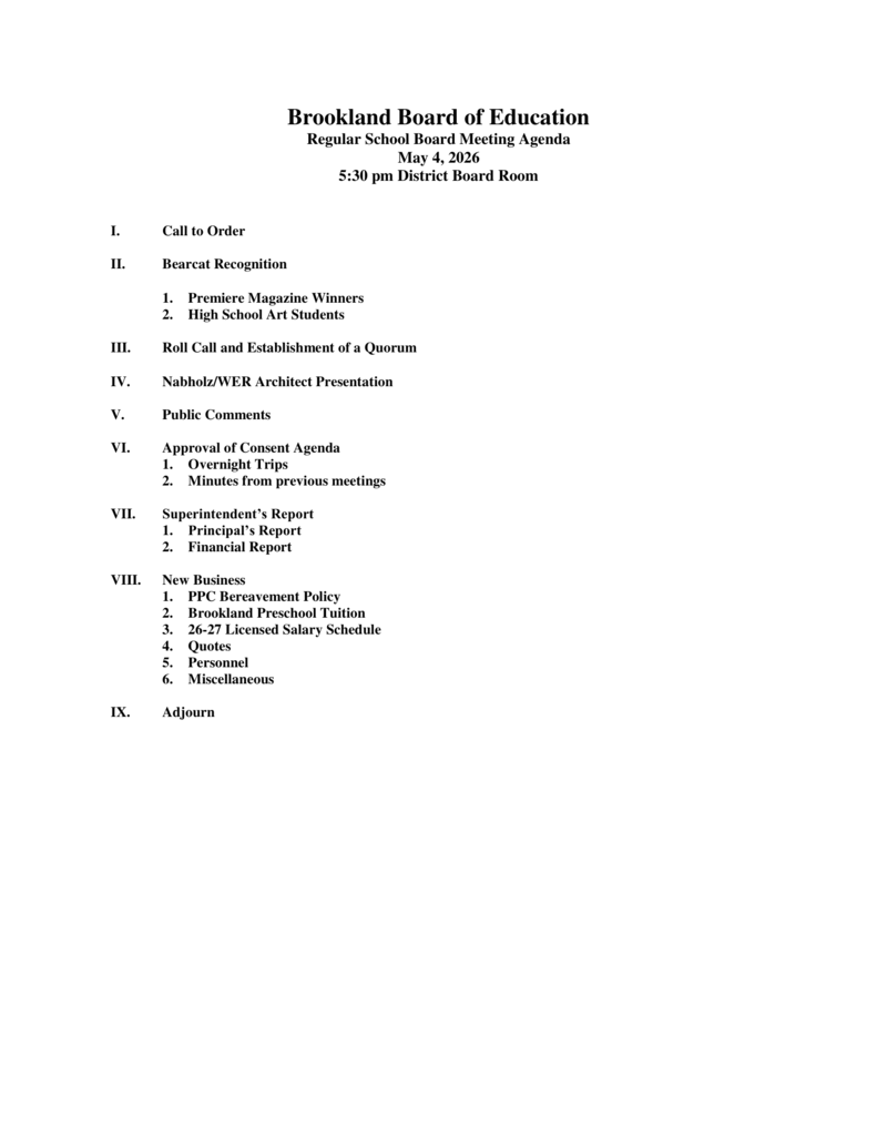 May Board Meeting