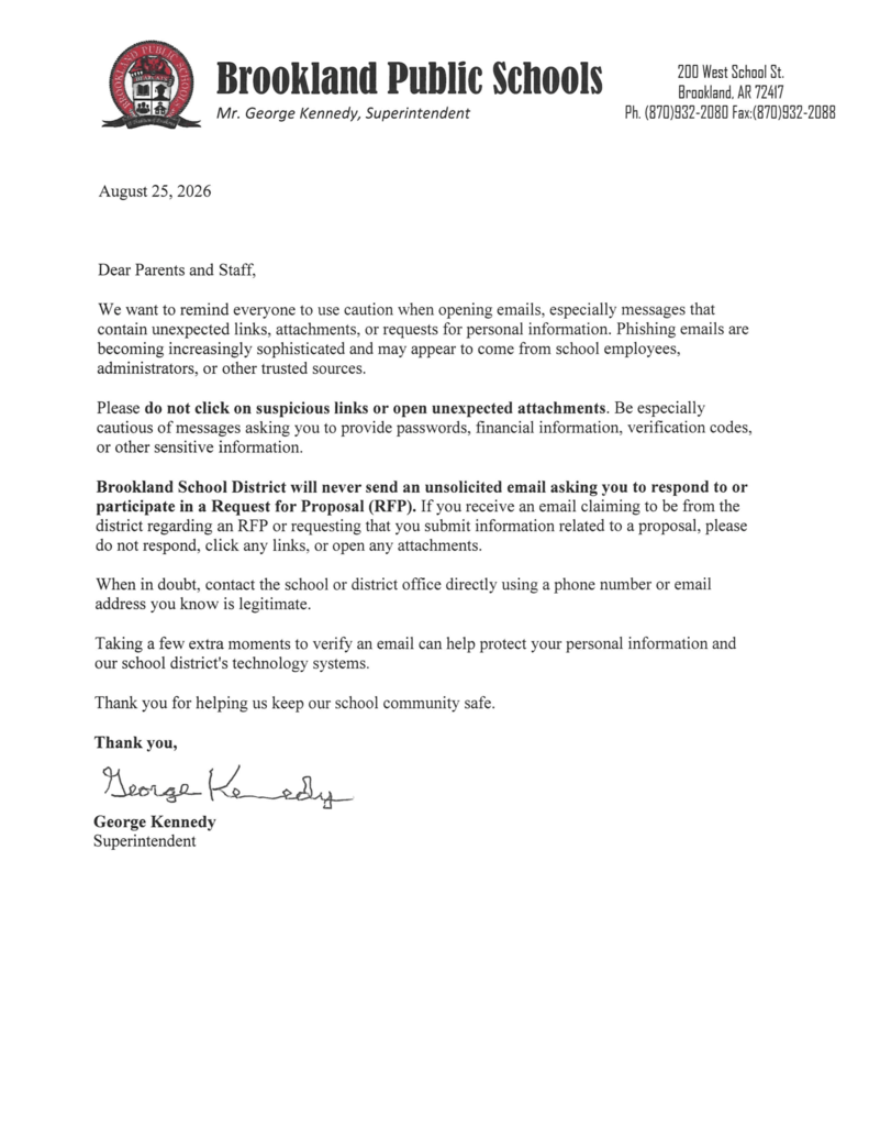 Letter to parents