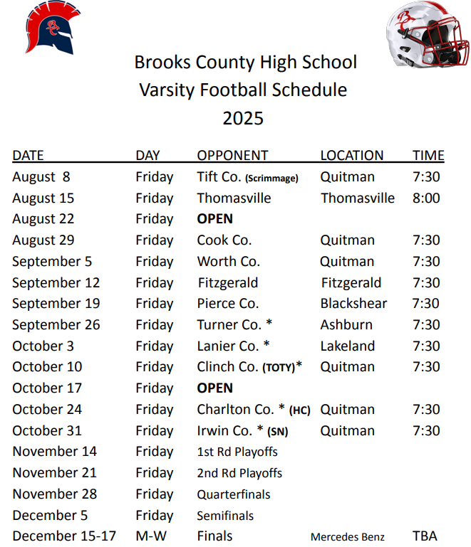 Varsity Schedule