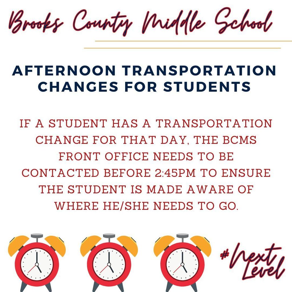 Afternoon Transportation Changes