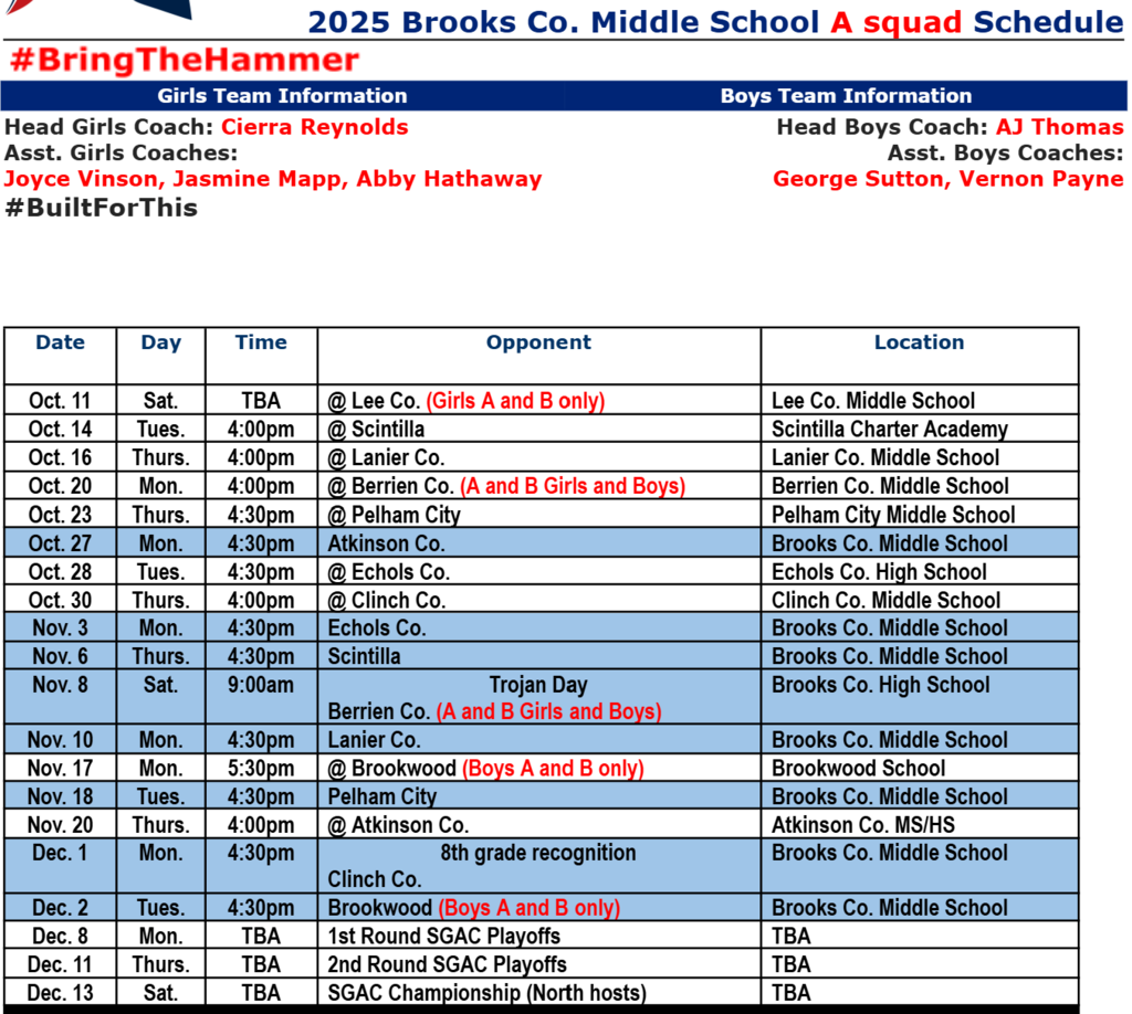 A Schedule