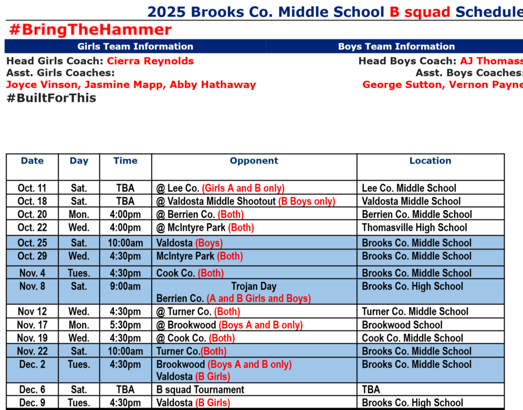 B Schedule