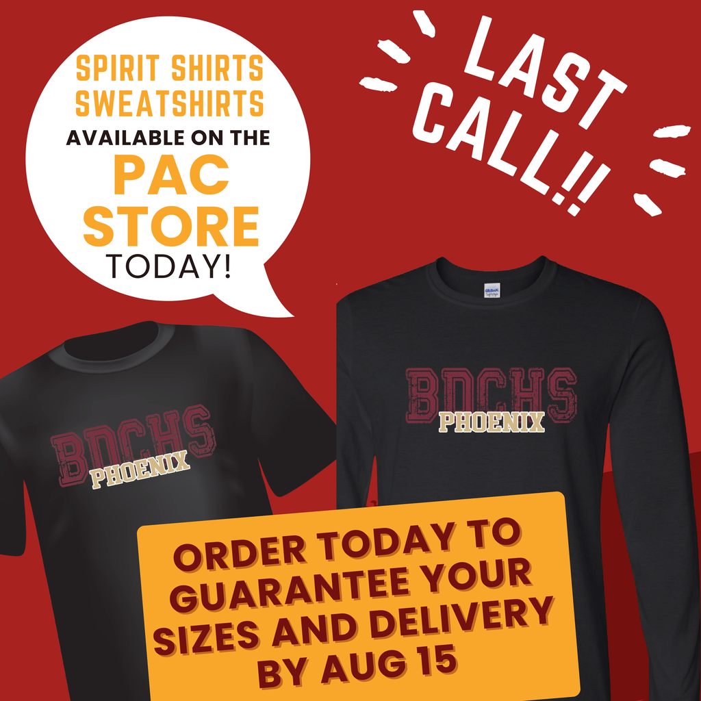 Spirit Shirts need to be ordered today!
