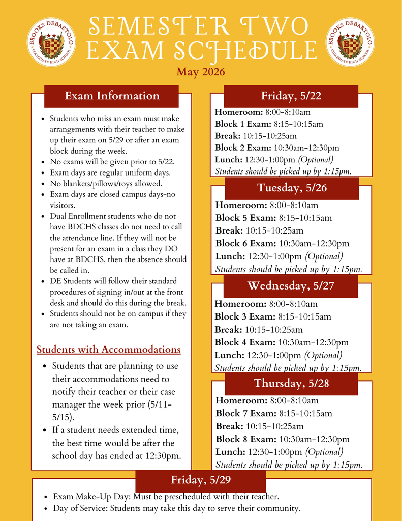 BDCHS Semester 2 Exams
